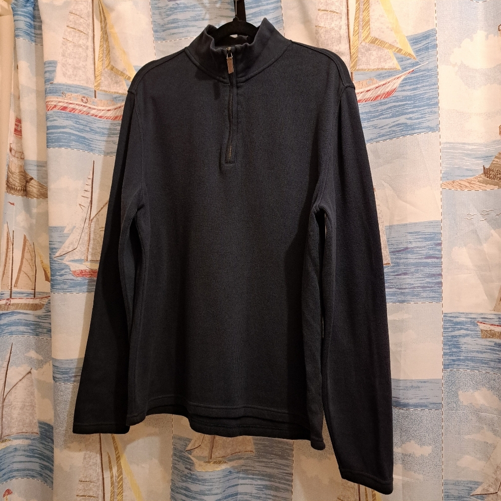 Banana Republic Navy Men's French Rib Mock Sweatshirt Size LG Elbow Pads